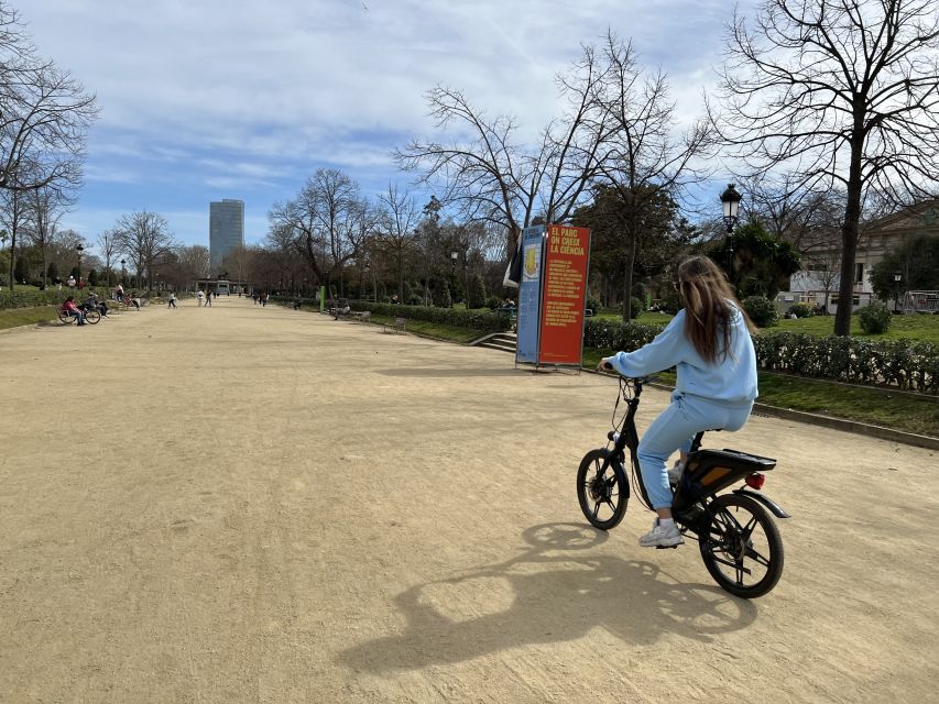 Barcelona: 3-Hour Montjuic Mountain E-Bike Guided Tour - Olympic Stadium area: getting views with a landmark nearby