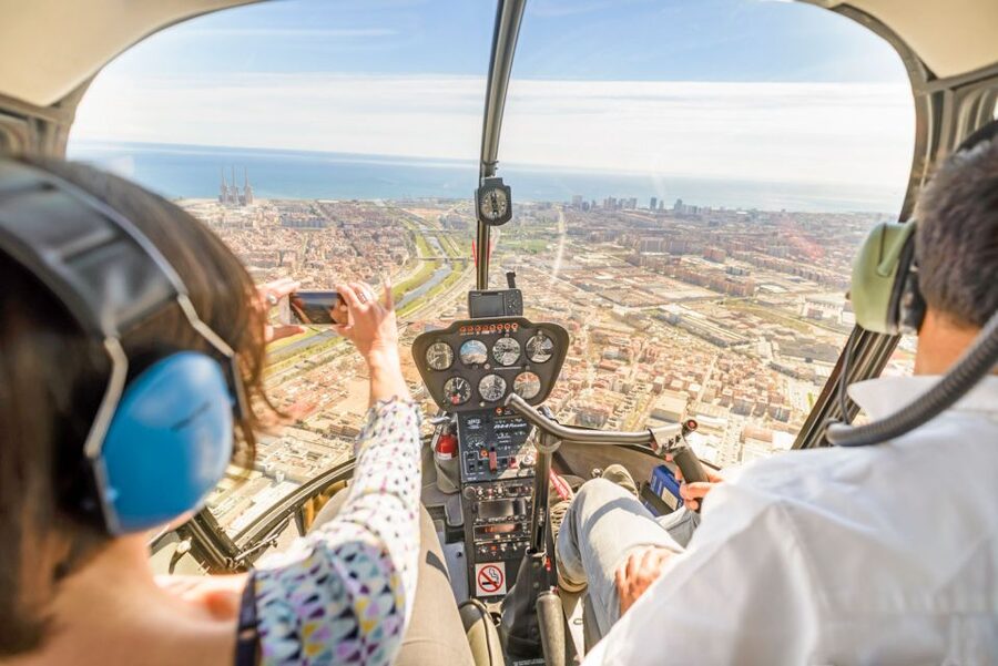 Barcelona: Panoramic Helicopter Flight & Boat Transfer - Pilot takeoff and landing, plus the included flight video