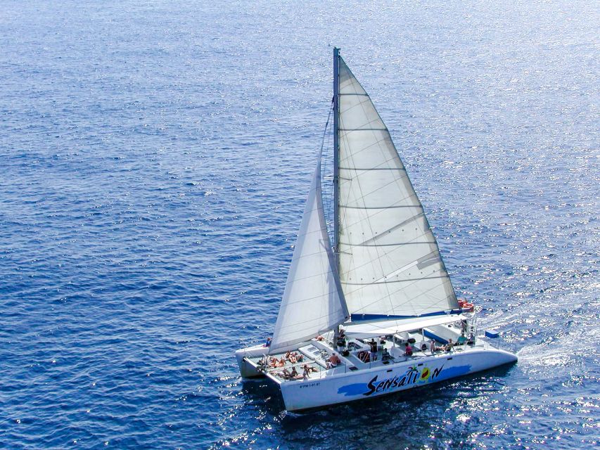 Lloret de Mar: Catamaran Sailing Cruise with BBQ and Drinks - The Anchor Stop (About Two Hours): Swimming Off the Trampoline
