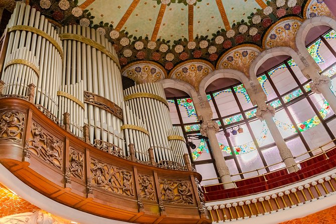 Palau de la Musica Catalana Guided Tour - Rehearsal Hall first: 1905 foundation stone and the 15-minute history clip